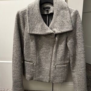 Ann Taylor Wool Gray Blazer with Zippe